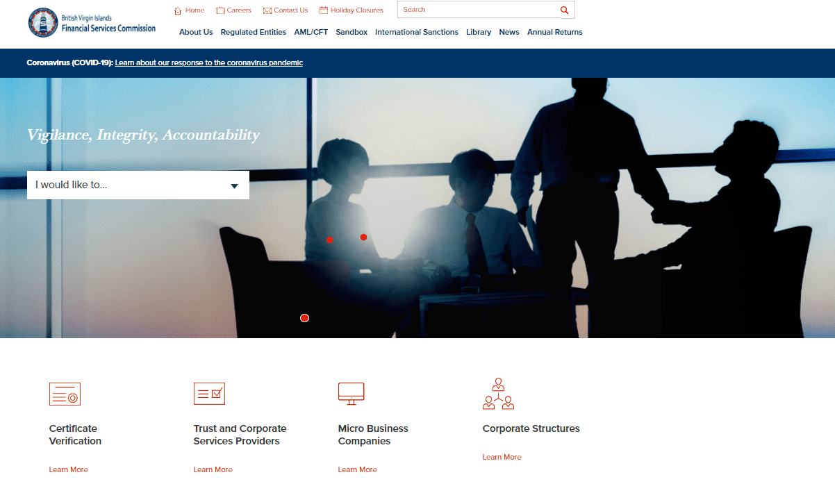 BVI FSC Regulator Website