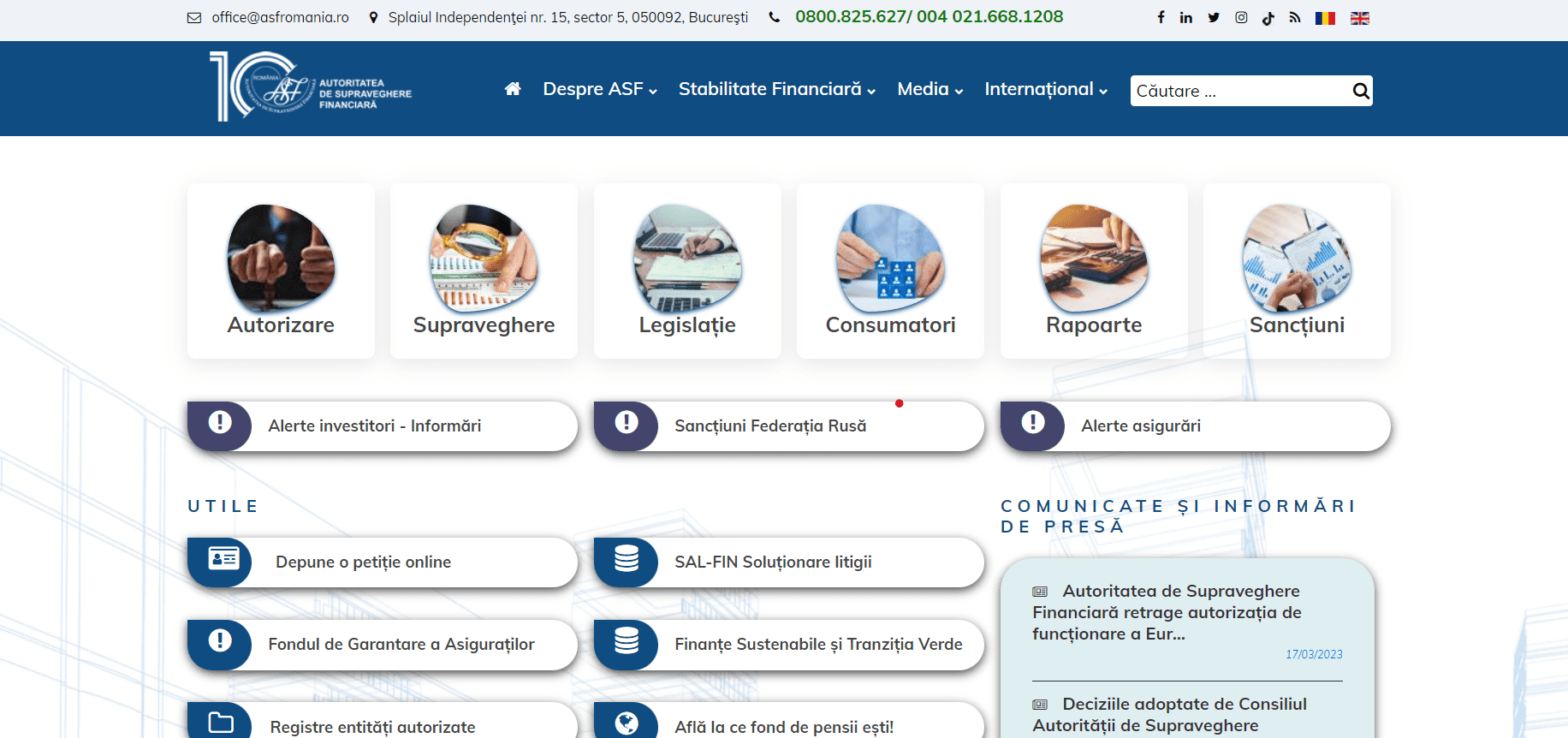 Romania Regulator Website