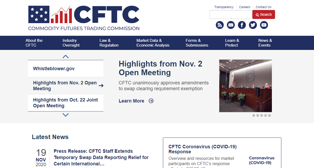 US CFTC website US CFTC website