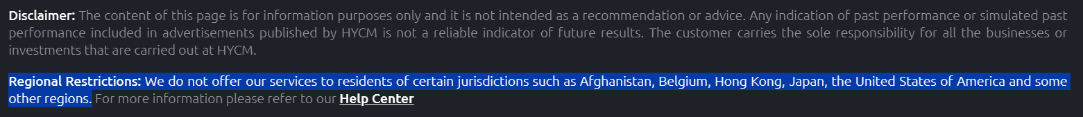 HYCM Restricted Regions Review