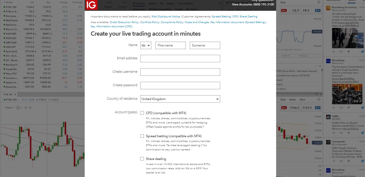 IG Account details IG Account Opening Review
