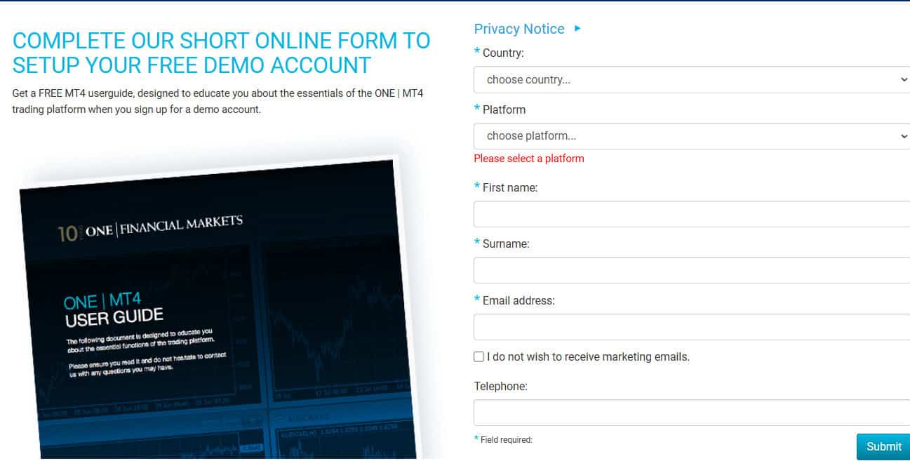 One Financial Markets Account Opening Review