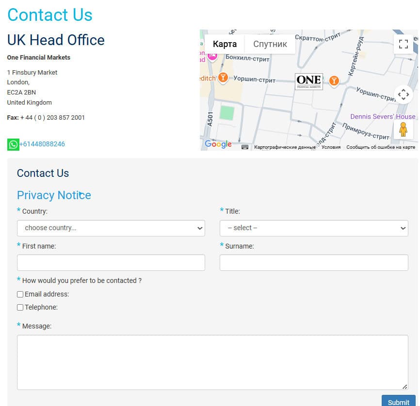 One Financial Markets Customer Support Review