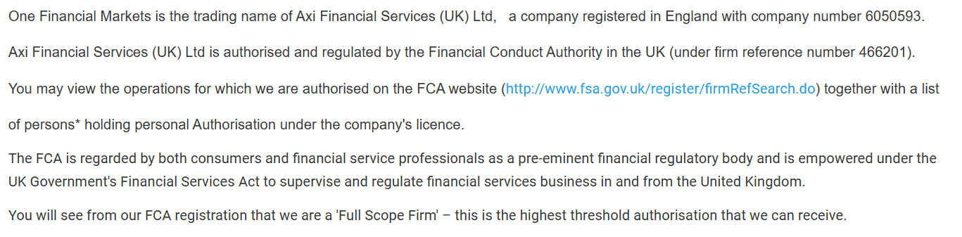 One Financial Markets Regulation Review