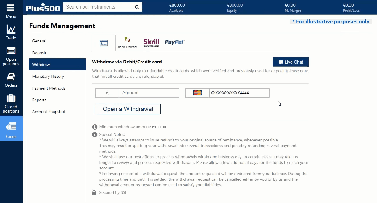 Plus500 Review Funding Methods