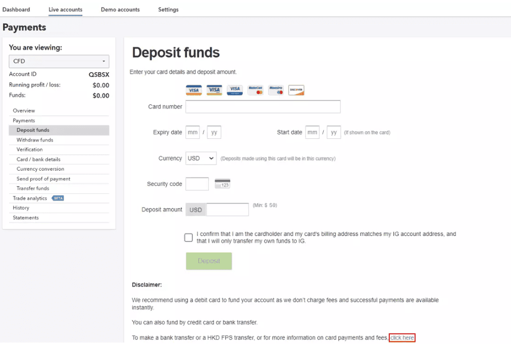IG Deposit/Withdrawal Review