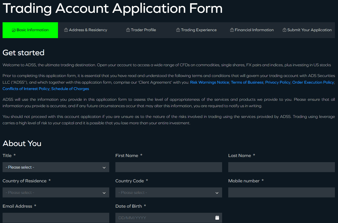 ADS Securities Account Opening Review