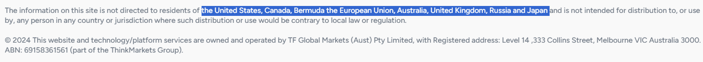 ThinkMarkets Restricted Countries Review
