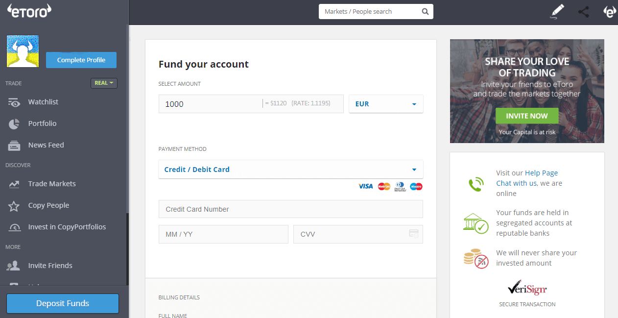 eToro Deposit/Withdrawal Review