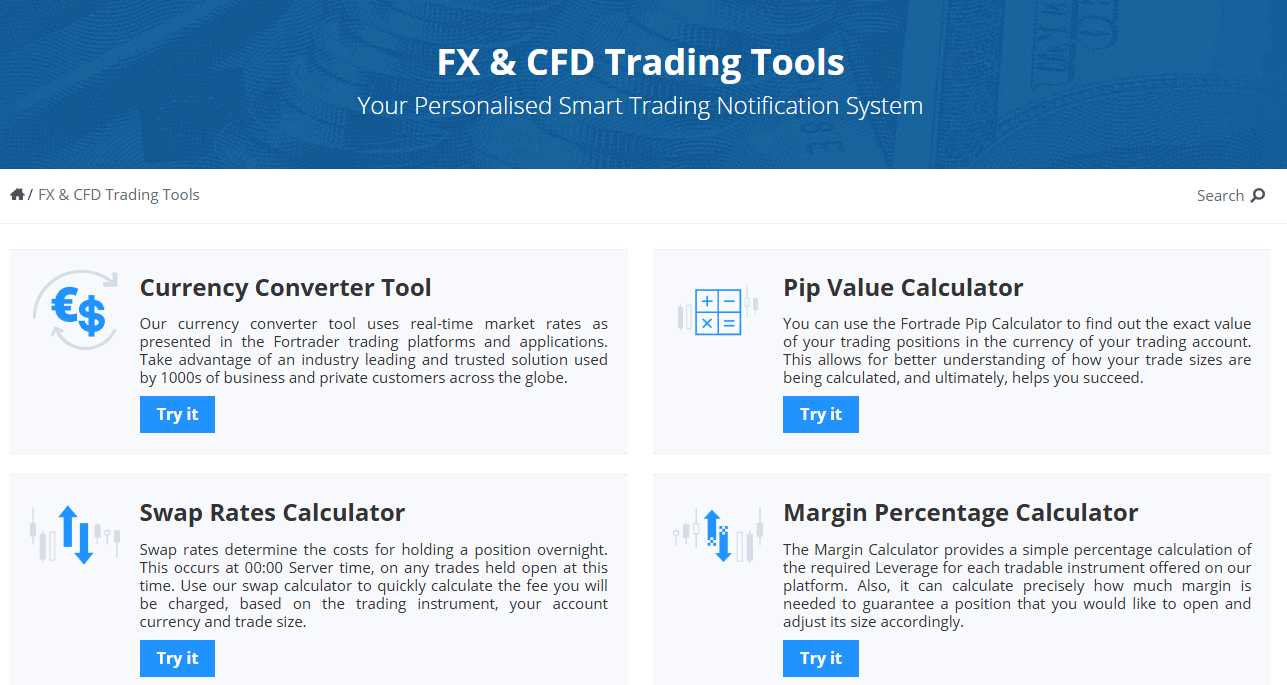Fortrade Additional Tools Review