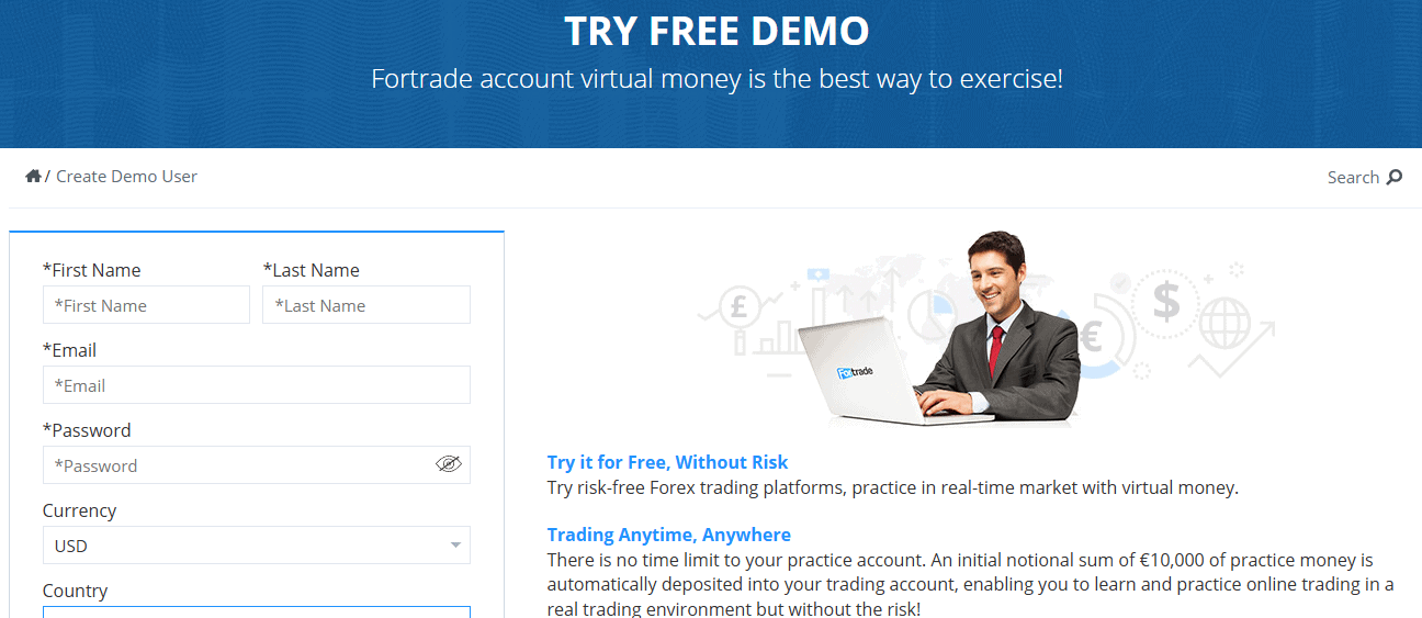 Fortrade Demo Account Opening Review