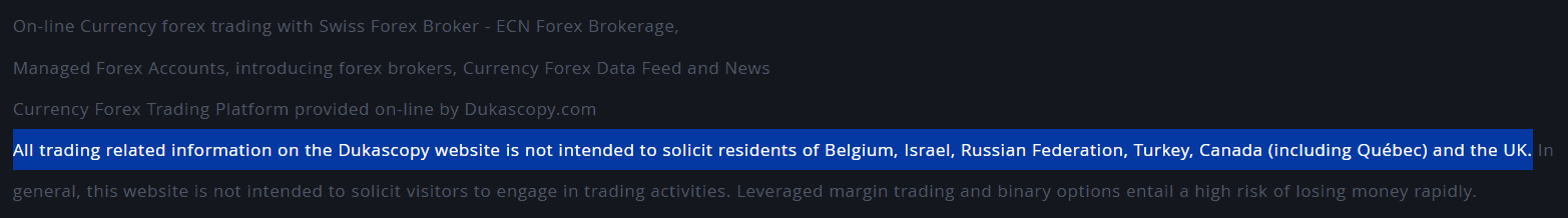 Dukascopy Restricted Regions Review