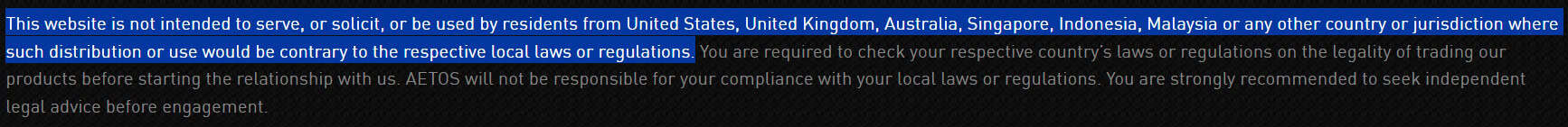 AETOS Restricted Regions Review