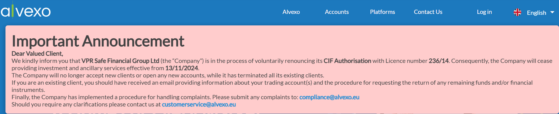 Alvexo Review Update