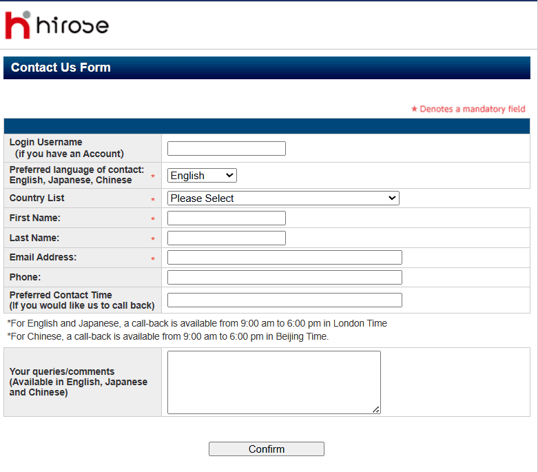 Hirose Financial Customer Support Review