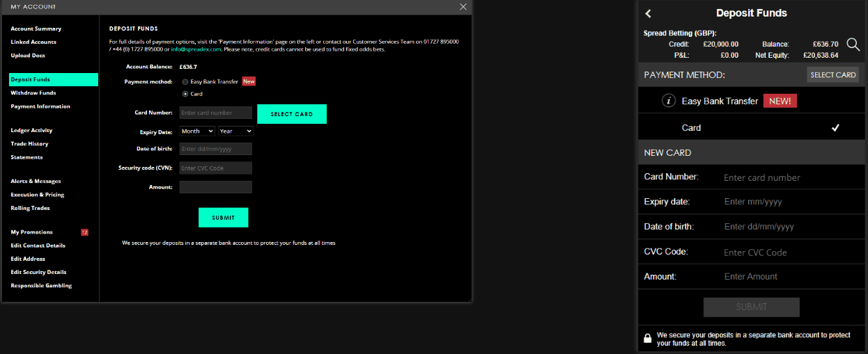 Spreadex Deposit/Withdrawal Review