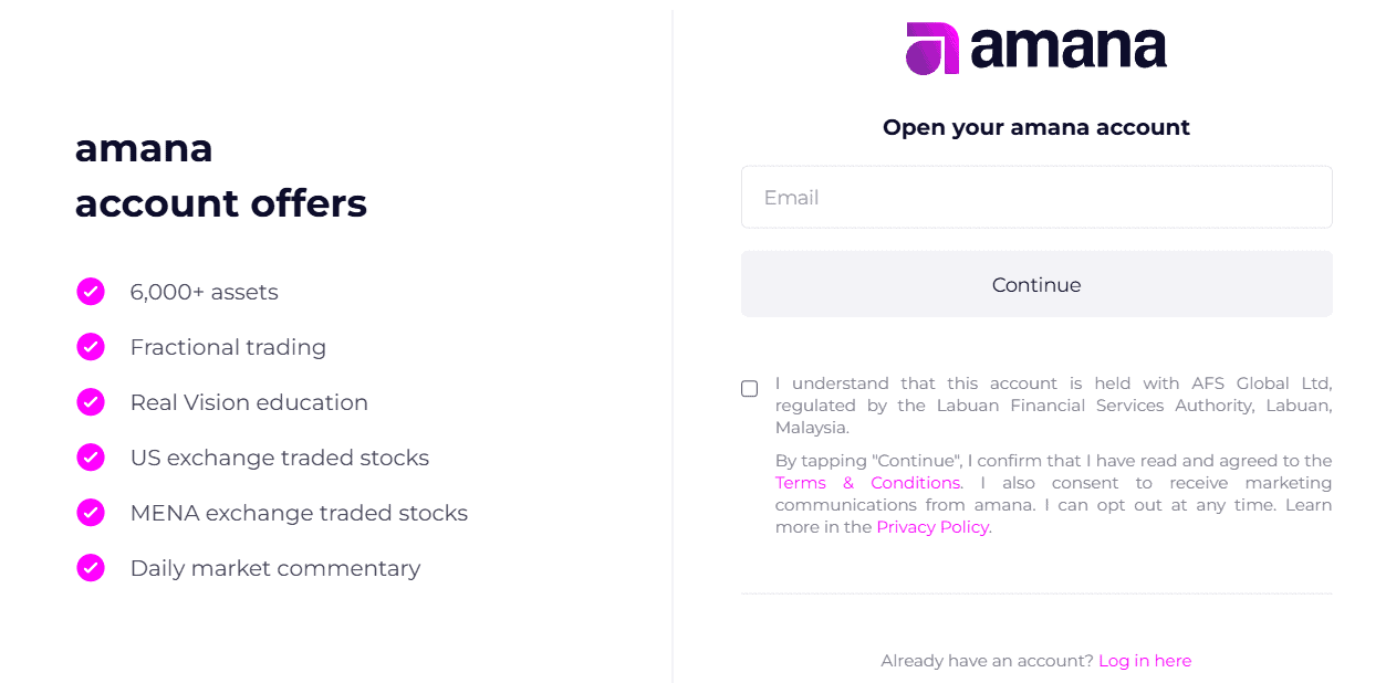 Amana Account Opening Review