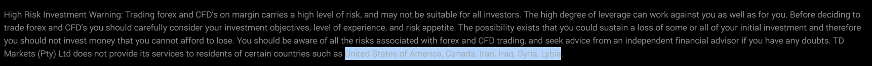 TD Markets Restricted Countries Review