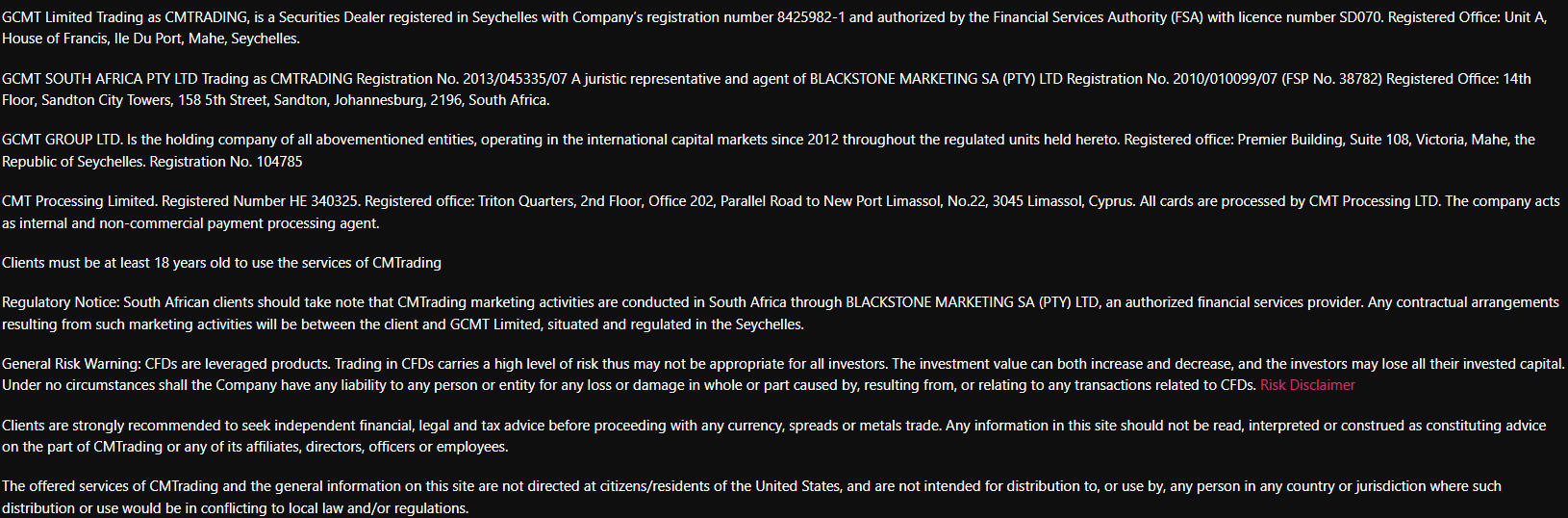 CMTrading Regulations Review