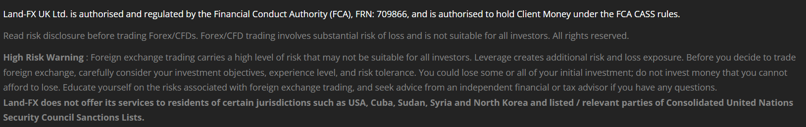 Land-FX Regulatory Review