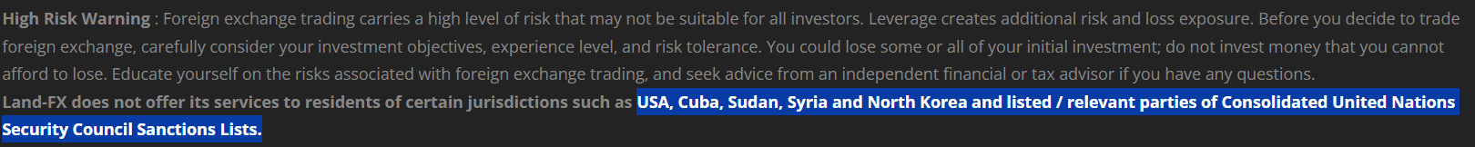 Land-FX Restricted Countries Review