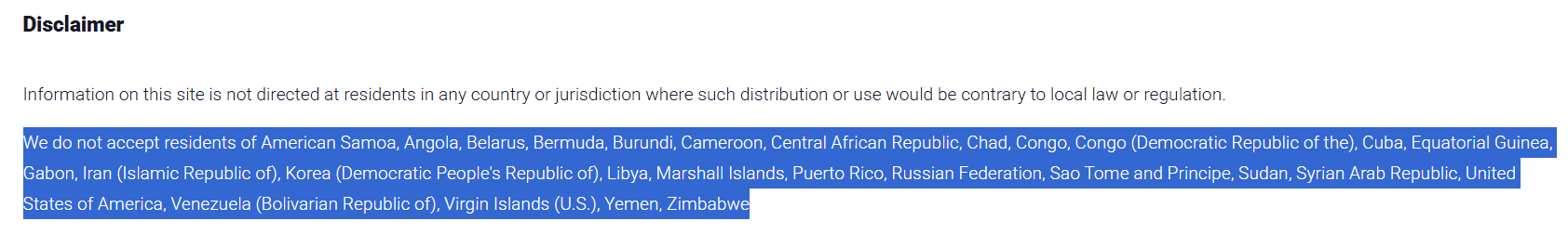 FXDD Restricted Regions Review