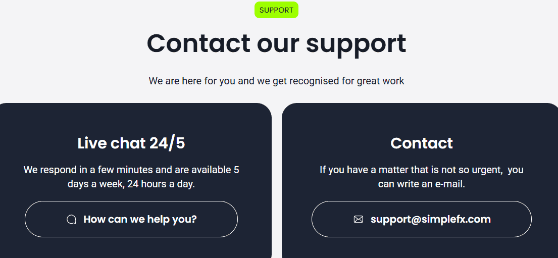 SimpleFX Customer Support Review