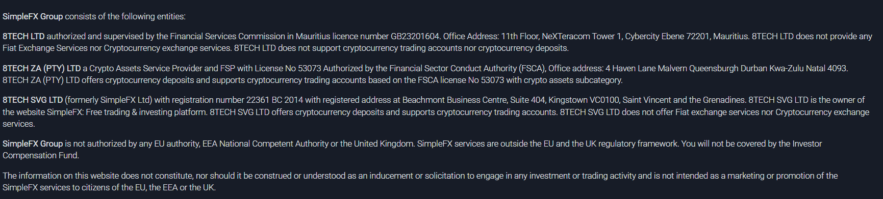 SimpleFX Regulation Review