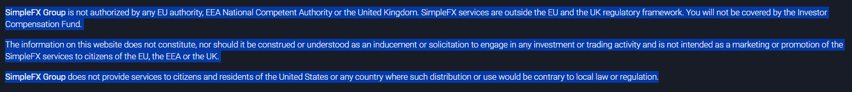 SimpleFX Restricted Countries Review