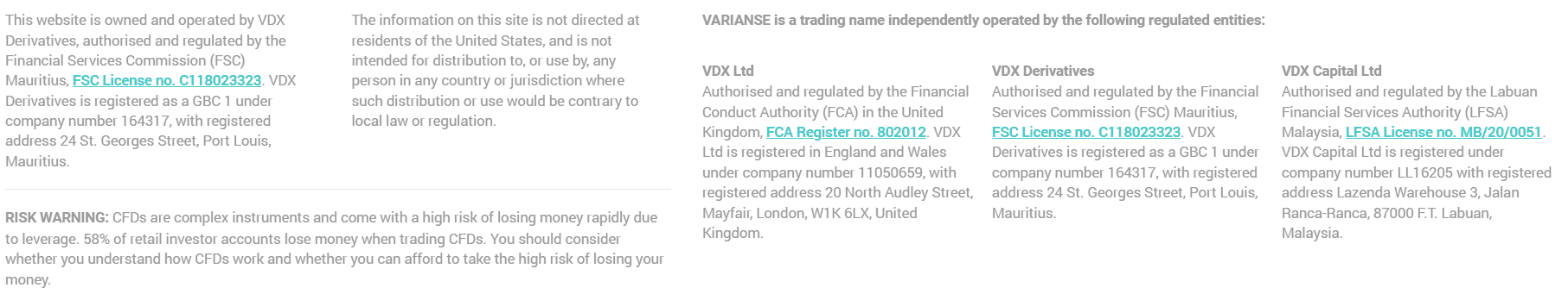 Varianse Regulation Review