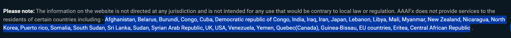 AAAFx Restricted Regions Review