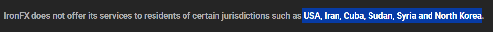 IronFX Restricted Countries Review