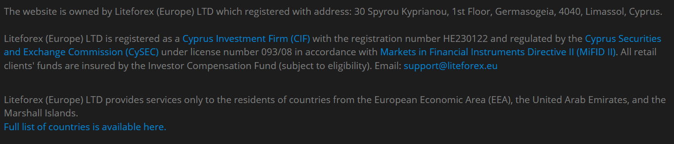LiteForex Regulation Review