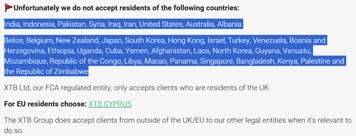 XTB Restricted Regions Review