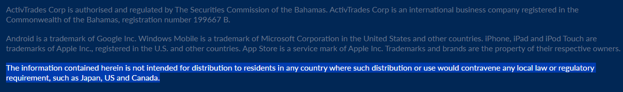 ActivTrades Restricted Regions Review