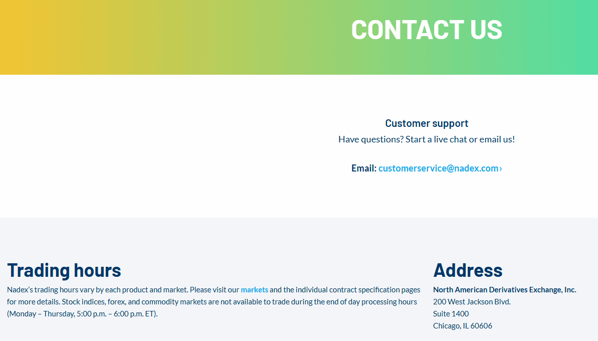 Nadex Customer Support Review