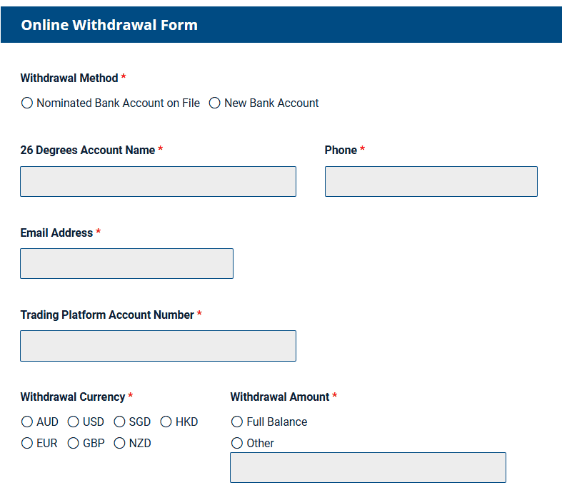 26 Degrees Deposits and Withdrawals Review