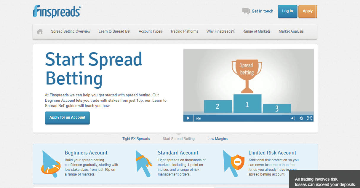 Finspreads website