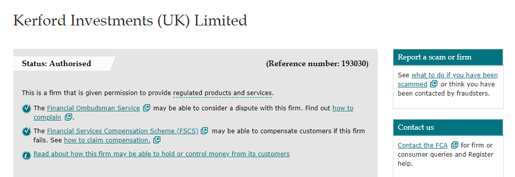 Kerford UK license Kerford UK license