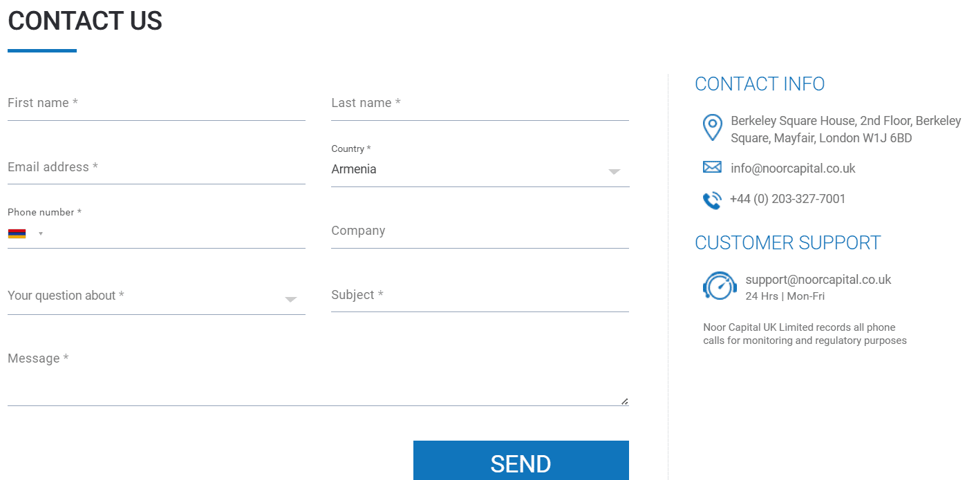 Noor Capital UK Contacts Review