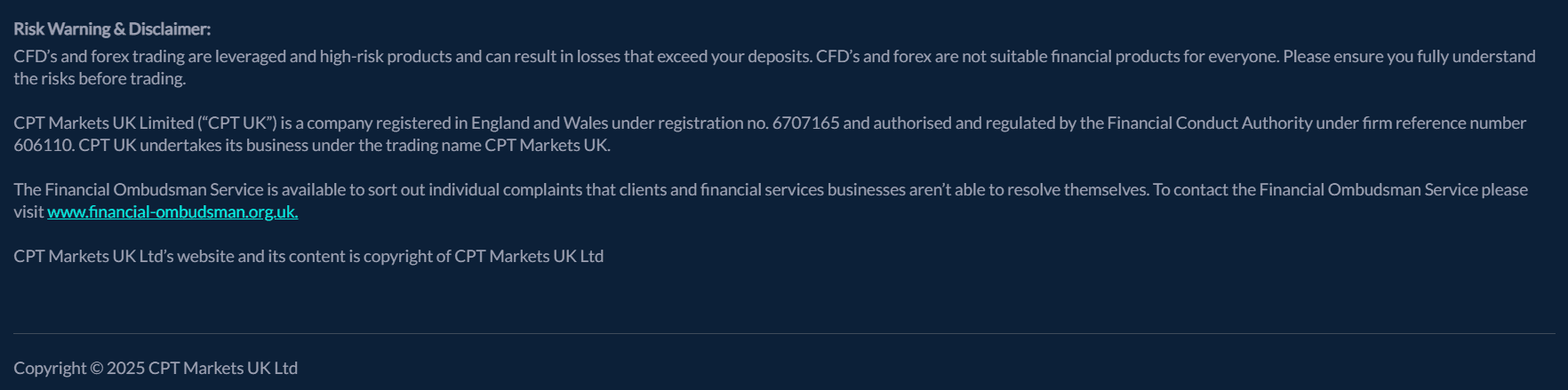 CPT Markets UK License Review