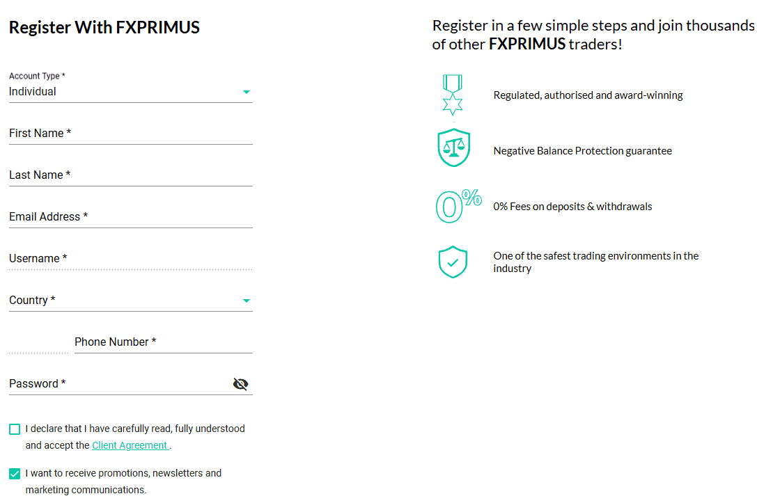FXPrimus Account Opening Review