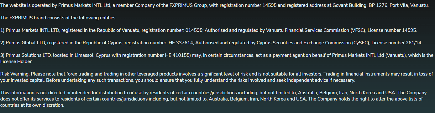 FXPrimus Regulation Review