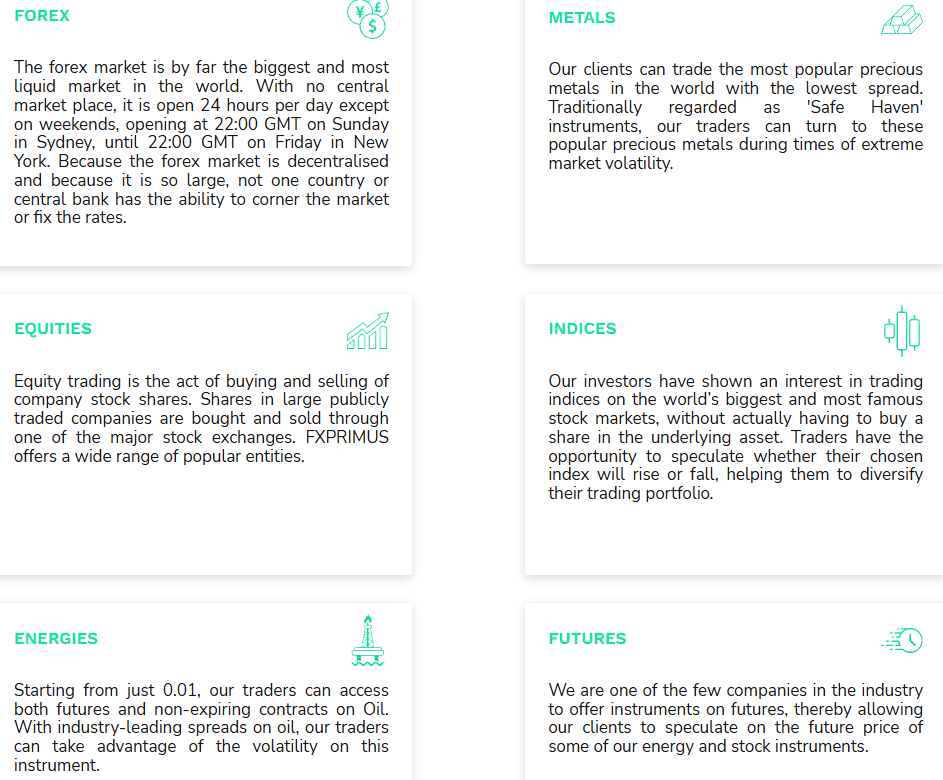 FXPrimus Trading Instruments Review
