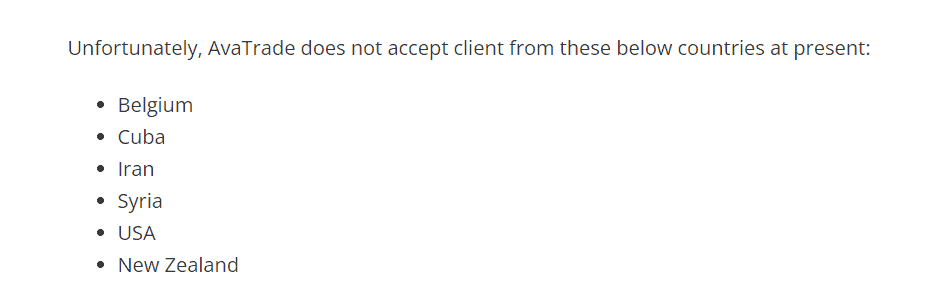 AvaTrade Restricted Regions Review