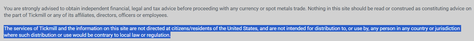 Tickmill Restricted Regions Review