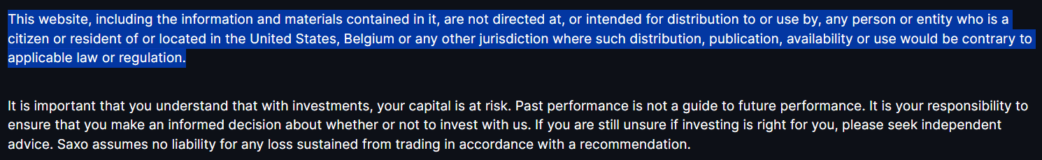 Saxo Bank Restricted Regions Review