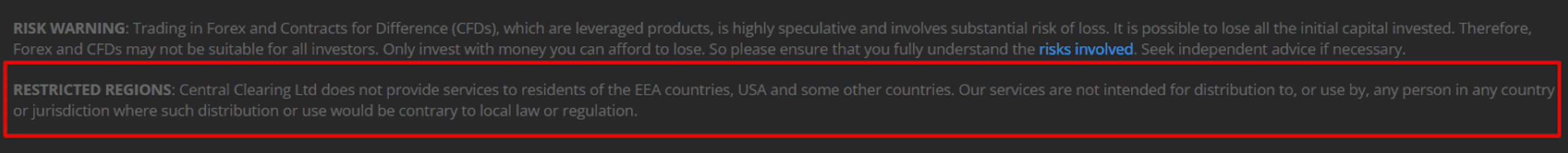 FXCC Region Restrictions