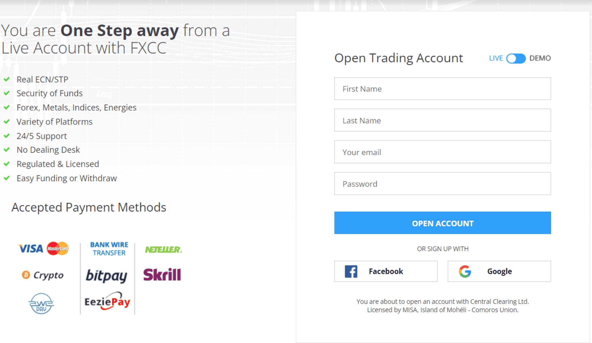 FXCC Account Opening Review