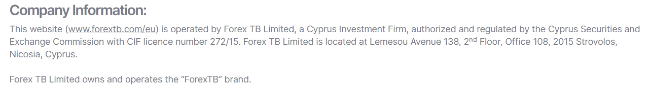 FXTB Regulation Review